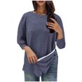 thumbnail image 1 of WRKEKC Long Sleeve Shirts for Women Solid Color Chemo Port 3/4 Sleeve Crew Neck Top for Women Casual Functional Everyday Wear Shirt, 1 of 5