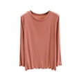 thumbnail image 1 of WRKEKC Long Sleeve Shirts for Women Solid Color Modal Soft Long Sleeve Crew Neck Layering Top Womens Crew Neck Shirt for All-Day Comfort and Layering, 1 of 8