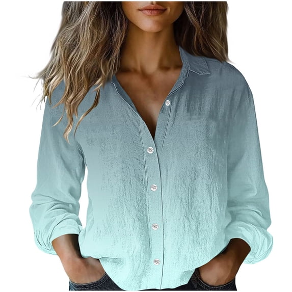 WRKEKC Long Sleeve Tops for Women Vintage Print Button Front Collared Shirt with Colorful Pattern and Lightweight Breathable Cotton Fabric