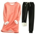 thumbnail image 1 of WRKEKC Lounge Sets for Women, 2 Piece Sets for Women Warm Solid Color Crew Neck Pocketed Fleece-Lined Long Sleeve Top and Pants Set for Fall, 1 of 2