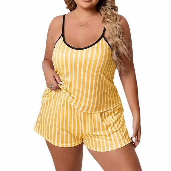 WRKEKC Lounge Sets for Women Plus Size Spaghetti Strap Set Oversized Sleepwear Lightweight Print Home Wear for Comfort