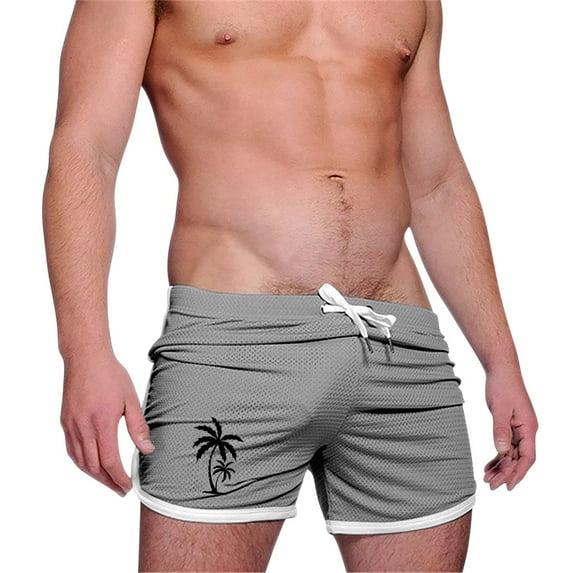 WRKEKC Men's Athletic Shorts Athletic Shorts Breathable Running Fitness Training Shorts Palm Tree Print Lightweight 3-Inch Shorts