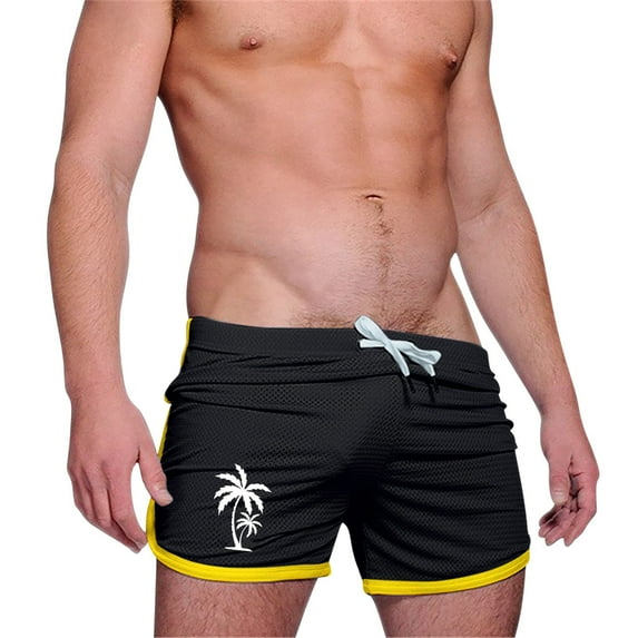 WRKEKC Men's Athletic Shorts Athletic Shorts Breathable Running Fitness Training Shorts Palm Tree Print Lightweight 3-Inch Shorts