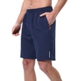 thumbnail image 1 of WRKEKC Men's Athletic Shorts Solid Color Breathable Reflective Stripe Elastic Waist Zipper Pocket 5-Inch Shorts for Night Running, 1 of 9