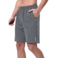 thumbnail image 1 of WRKEKC Men's Athletic Shorts Solid Color Breathable Reflective Stripe Elastic Waist Zipper Pocket 5-Inch Shorts for Night Running, 1 of 9