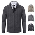 thumbnail image 1 of WRKEKC Men's Cardigan Cable Knit Stand Collar Full Zipper Long Sleeve Soft Warm Thickened Regular Fit Stylish Versatile Winter Casual Everyday Outerwear, 1 of 9