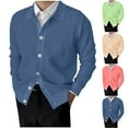 thumbnail image 1 of WRKEKC Men's Cardigan Shirt Collar Button-Front Solid Color Knit Soft Warm Comfortable Regular Fit Classic Stylish Versatile Fall Winter Casual Everyday Outerwear, 1 of 7