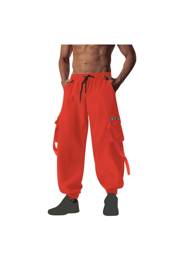 Men's Cargo Pants for Men Solid Color Street Style Multi-Color Option Work Pants Casual Outdoor Fashion Wear with Trendy Vibe