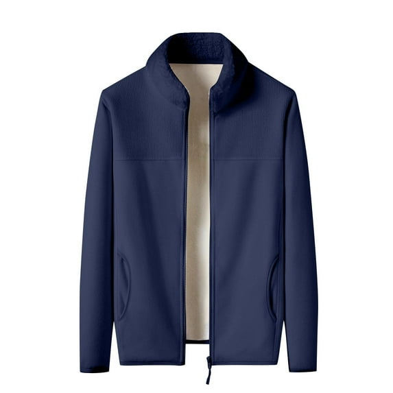 WRKEKC Men's Casual Jacket Solid Color Zip-Up Pocketed Long Sleeve Outerwear for Effortless Everyday Layering