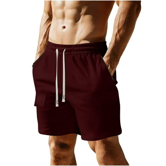 WRKEKC Men's Gym Shorts Solid Color Breathable Elastic Waist Shorts with Pocket 5-Inch Inseam and Comfortable Fit for Workout