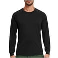 thumbnail image 1 of WRKEKC Men's Long Sleeve Shirts Solid Color Breathable Color Block Crew Neck Tee for Fall Winter Gym Sports & Outdoor Activities, 1 of 5