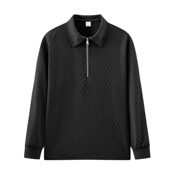 WRKEKC Men's Long Sleeve Shirts Solid Color Jacquard Half-Zip Button-Down Collar Long Sleeve Shirt Soft Breathable Fabric Fall Daily Office Street Outdoor Versatile Comfortable Top