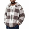 thumbnail image 1 of WRKEKC Men's Plaid Jacket Full Zip Hooded Long Sleeve Sherpa Lined Jacket with Pockets for Fall Winter Casual and Daily Wear, 1 of 6