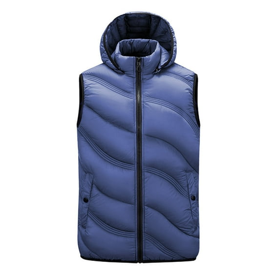 WRKEKC Men's Puffer Vest Hooded Stand Collar Zip Up Sleeveless Vest with Pockets for Warm Fall Winter Casual and Layering Wear