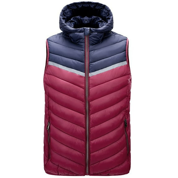 WRKEKC Men's Puffer Vest Hooded Stand Collar Zip Up Sleeveless Vest with Pockets for Warm Fall Winter Casual and Layering Wear