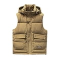 thumbnail image 1 of WRKEKC Men's Puffer Vest Solid Color Pocketed Sleeveless Hooded Zip-Up Insulated Cotton Gilet for Layering, 1 of 7