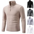 thumbnail image 1 of WRKEKC Men's Quarter Zip Turtleneck Sweater Ribbed Knit Solid Color Thickened Soft Warm Regular Fit Fall Winter Casual Pullover, 1 of 7