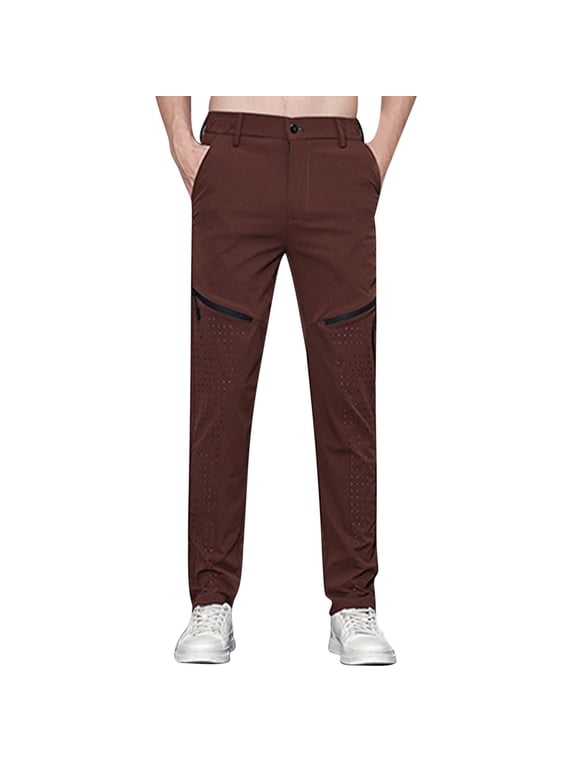 Men's Quick Dry Pants for Men Solid Color Ice Silk Straight Leg Trousers Summer Comfort Wear Pants for Daily Errands