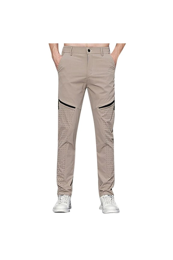 Men's Quick Dry Pants for Men Solid Color Ice Silk Straight Leg Trousers Summer Comfort Wear Pants for Daily Errands