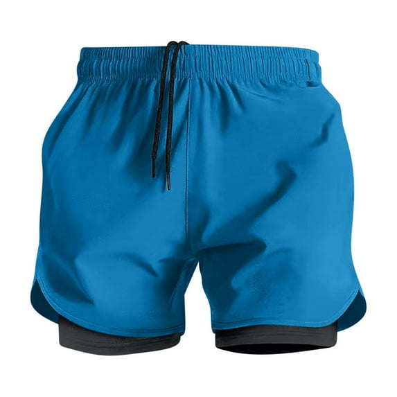 WRKEKC Men's Running Shorts Solid Color Double Layer 3-Inch Fitness Shorts with Breathable Fabric for Running and Training