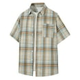 thumbnail image 1 of WRKEKC Men's Plaid Short Sleeve Button Down Shirt with Pocket Collared Classic Casual Top for Daily Work Weekend Gatherings, 1 of 8