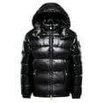 thumbnail image 1 of WRKEKC Men's Solid Color Puffer Jacket Pocketed Zip-Up Hooded Bubble Coat Long Sleeve Casual Outerwear for Winter, 1 of 7