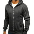 thumbnail image 1 of WRKEKC Men's Sweatshirt Jacket Solid Color Hooded Loose Athletic Zip-Up Long Sleeve Casual Outerwear for Workouts and Daily Leisure, 1 of 4