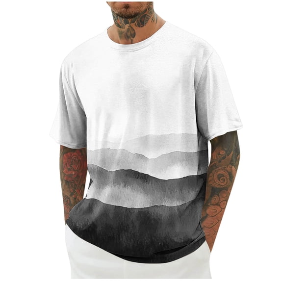 WRKEKC Men's T-Shirts Casual Short Sleeve Print Round Neck Comfortable Breathable Top Round Neck Casual Shirt Lightweight Summer Wear