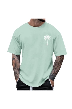 Men's T-Shirts Palm Print Round Neck Short Sleeve Palm Pattern Top Comfortable Casual Wear Graphic