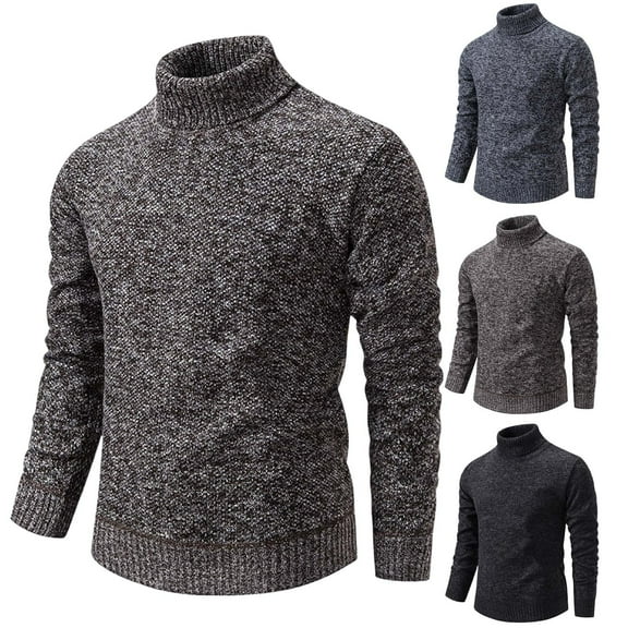 WRKEKC Men's Turtleneck Sweater Marled Knit Thickened Soft Warm Cozy Comfortable Classic Regular Fit Stylish Versatile Layerable Winter Casual Everyday Wear