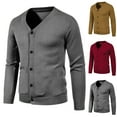 thumbnail image 1 of WRKEKC Men's V-Neck Cardigan Button Front Solid Color Long Sleeve Thickened Soft Warm Regular Fit Fall Winter Casual Outerwear, 1 of 8