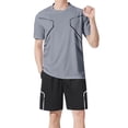 thumbnail image 1 of WRKEKC Mens 2 Piece Outfits Round Neck Short Sleeve Top and Shorts Casual Sport Set for Everyday Active Wear and Comfort, 1 of 6