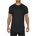 thumbnail image 1 of WRKEKC Mens Athletic Shirts Solid Color Athletic Training Stretch Compression U Shape Hem Raglan Short Sleeve Round Neck Top Casual Shirt, 1 of 9