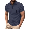 thumbnail image 1 of WRKEKC Mens Athletic Shirts Solid Color Short Sleeve Lapel Zipper Casual Athletic Top T Shirt Modern for Active Style, 1 of 7