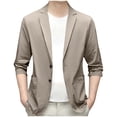 thumbnail image 1 of WRKEKC Mens Business Casual Blazer Solid Color 3/4 Sleeve Notch Lapel Pockets Regular Fit Daily Office Wear Jacket Outerwear for Men, 1 of 4