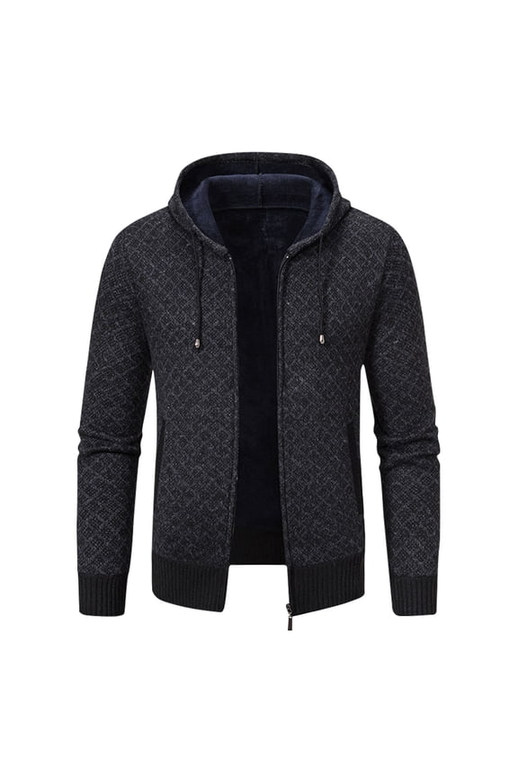 Mens Cardigan Sweaters for Men Print Long Sleeve Hooded Zip Up Sweater Jacket for Fall Winter Casual Daily and Outdoor Wear