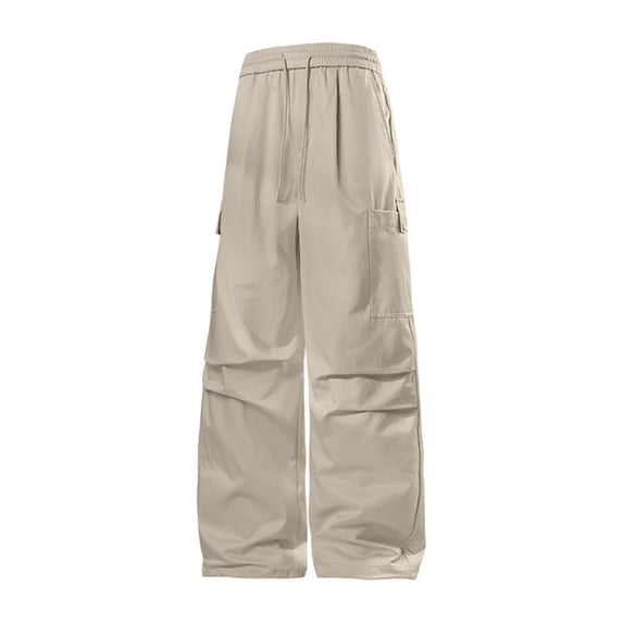 WRKEKC Mens Cargo Pants Wide Straight Leg Multi Pockets Functional Casual Trousers Drawstring Elastic Waist Loose Fit
