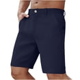 thumbnail image 1 of WRKEKC Mens Casual Shorts Solid Color Button Zipper Suit Shorts Pocket 5-Inch Inseam with Formal Style and Comfortable Fit, 1 of 6