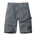 thumbnail image 1 of WRKEKC Mens Casual Shorts Solid Color Fashion Casual Pocket Button Waist Loose Work Shorts 5-Inch Inseam for Outdoor, 1 of 5