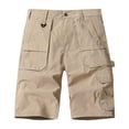 thumbnail image 1 of WRKEKC Mens Casual Shorts Solid Color Fashion Casual Pocket Button Waist Loose Work Shorts 5-Inch Inseam for Outdoor, 1 of 7