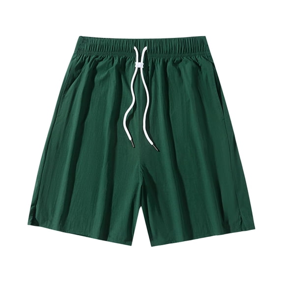 WRKEKC Mens Casual Shorts Solid Color Loose Fit Elastic Waist Drawstring Beach Shorts with Side Pockets and Lightweight Material