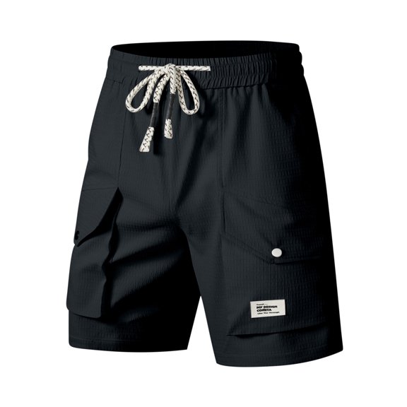 WRKEKC Mens Casual Shorts Solid Color Work Shorts with Drawstring Multiple Pockets and Elastic Waist for Outdoor Activities