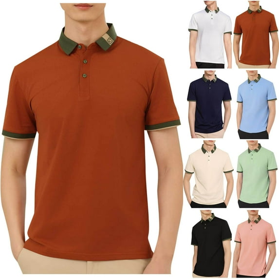 WRKEKC Mens Collared Short Sleeve Shirts Solid Color Casual Button Down Lapel Shirt Top for Men Daily Casual Wear Weekend Trips and Office Looks