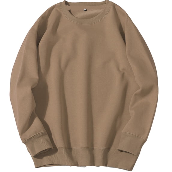 WRKEKC Mens Crew Neck Pullover Sweatshirt Cuffed Sleeve Solid Color Crew Neck Long Sleeve Top for Men Casual Athletic Outfits
