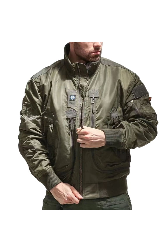 Mens Down Jacket Lightweight Quilted Zip Up Long Sleeve Stand Collar Heavyweight Winter Coat with Insulated Fill and Secure Zip Pockets