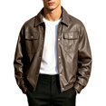 thumbnail image 1 of WRKEKC Mens Jackets Lightweight Lapel Bomber Jacket Shiny Water Repellent Long Sleeve with Snap Pockets and Hem, 1 of 9