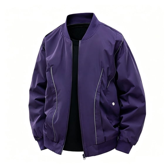 WRKEKC Mens Jackets Lightweight Long Sleeve Loose Fit Sporty Workwear Waterproof Outdoor Collarless Jacket with Pockets