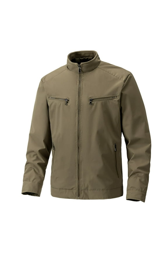 Mens Jackets Lightweight Solid Color Fall Winter Padded Zip-Up Outdoor Commute Jacket for Daily Active Wear