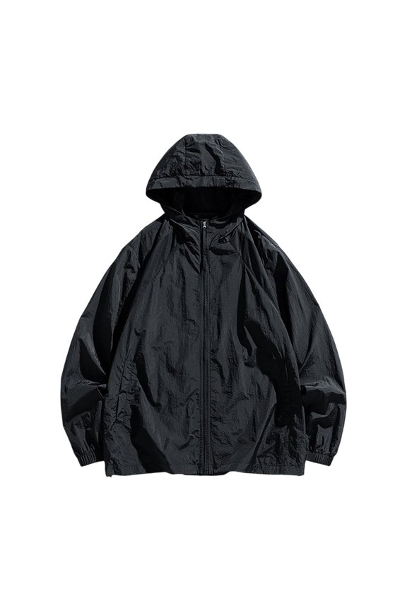 Mens Jackets Lightweight Summer Color Block Sun Protection Hooded Outdoor Sport Jacket with Breathable Fabric