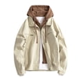 thumbnail image 1 of WRKEKC Mens Jackets Lightweight Zip Up Solid Color Hooded Casual Sweatshirt Jacket Long Sleeve Casual Outerwear, 1 of 3